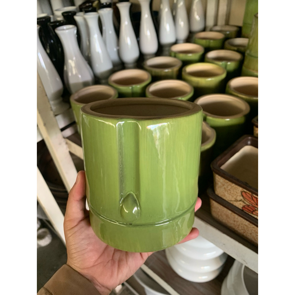 pot keramik / pot bambu / pot kaktus / pot aestetic