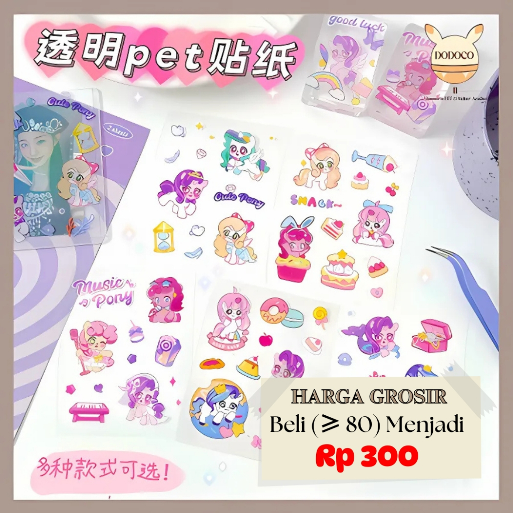 

Sticker Lucu PVC Anti Air Buat Dekor DIY Botol Alat Tulis Jurnaling Stiker Karakter Capybara Pony