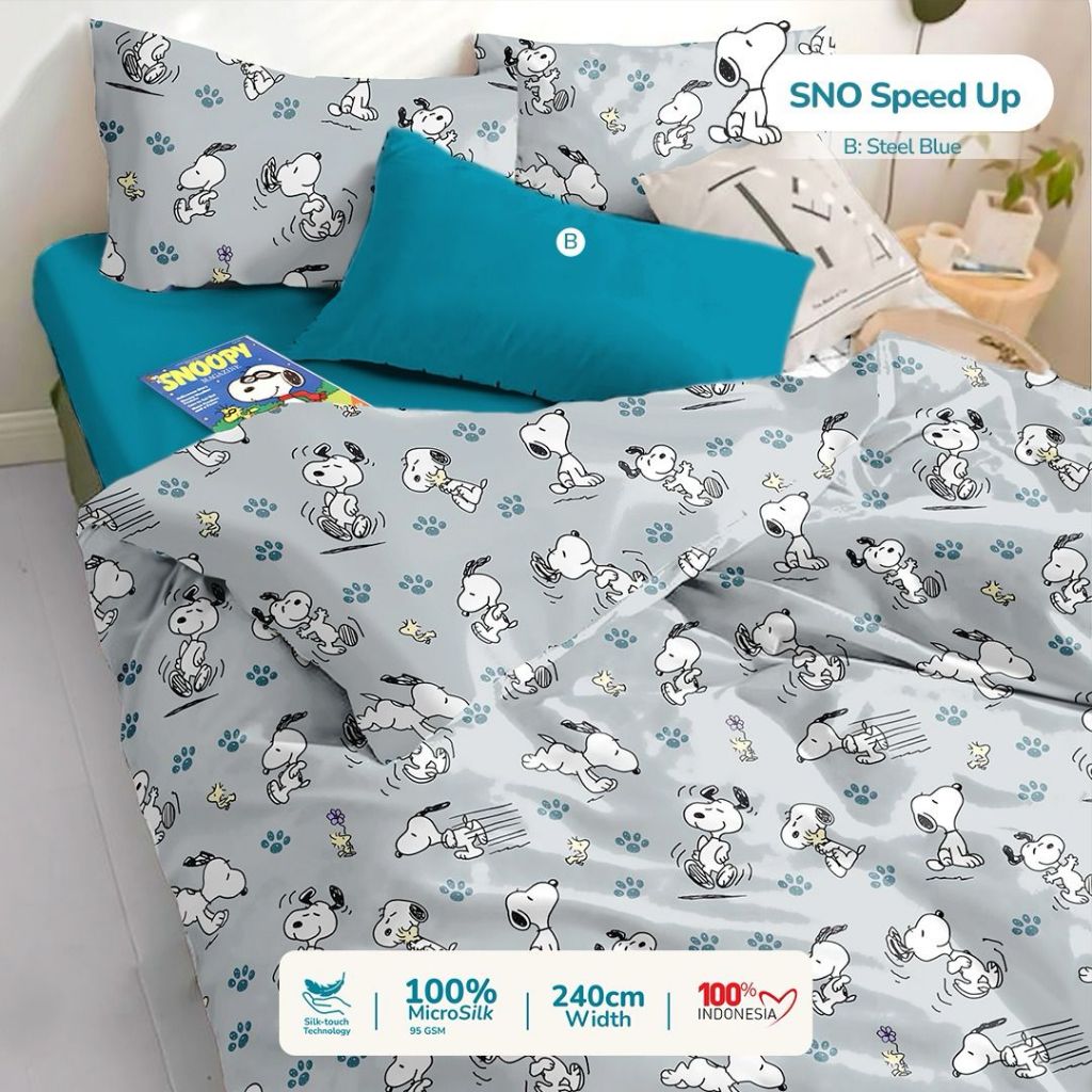 CB - Sprei Premium Microsilk Motif anak snoopy ukuran 200x200 180x200 160x200 120x200 100x200 90x200