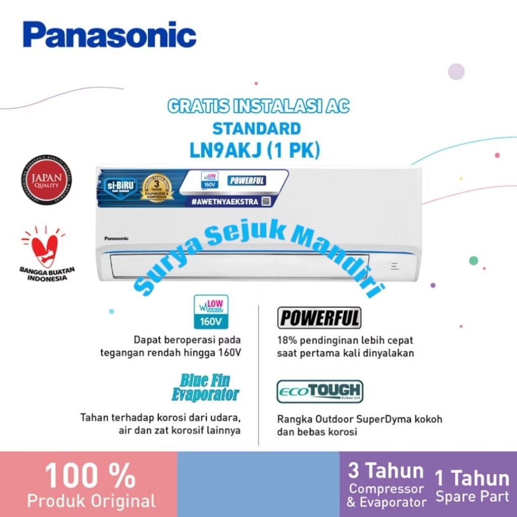 PANASONIC AC STANDART 1 PK R32 LN9AKJ Ac Panasonic Standart 1 pk R32  LN9AKJ include pemasangan
