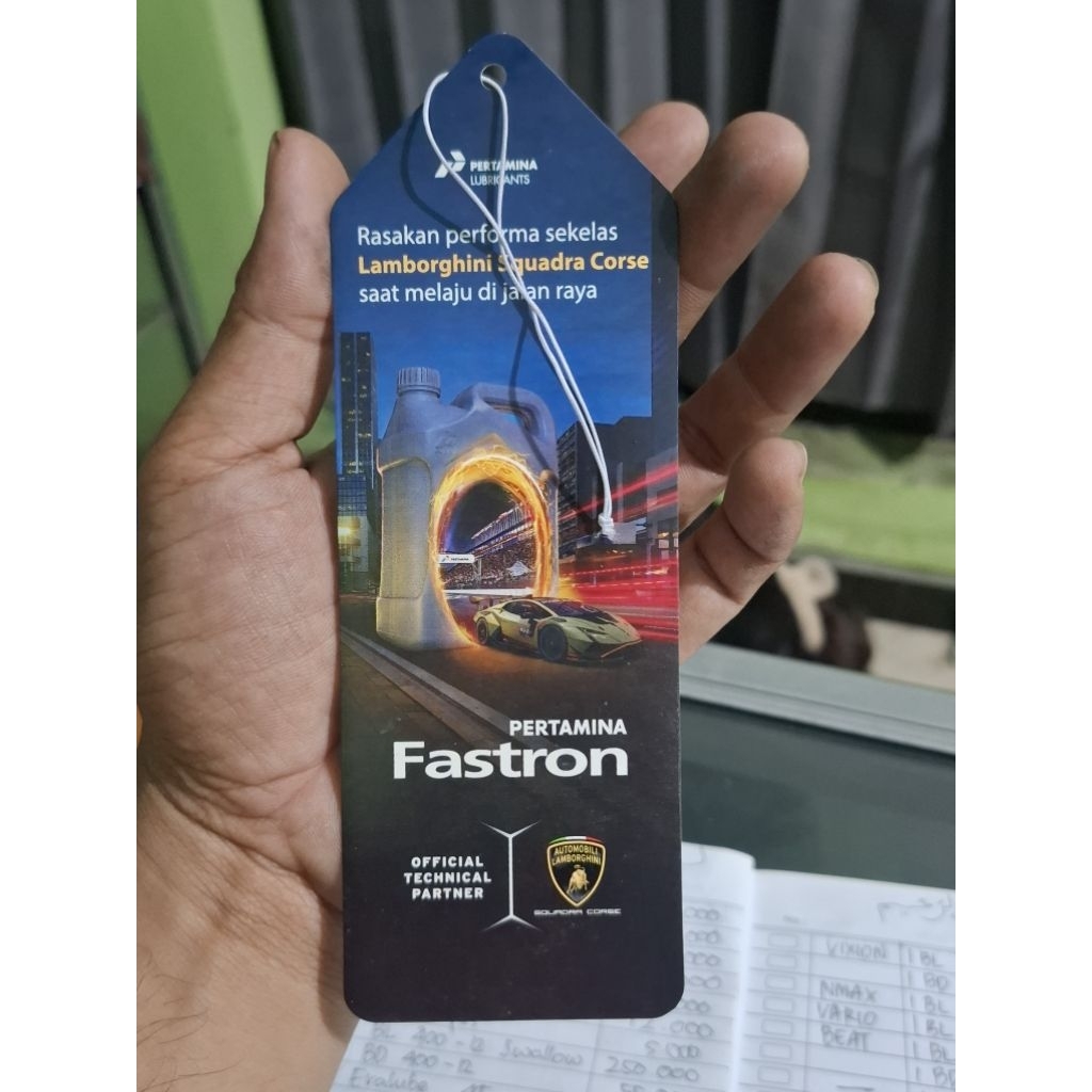 kartu gantung ganti oli olie pertamina fastron