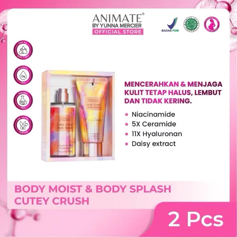 Animate body moist + body splash - warm vanilla - secret glints - cutey crush