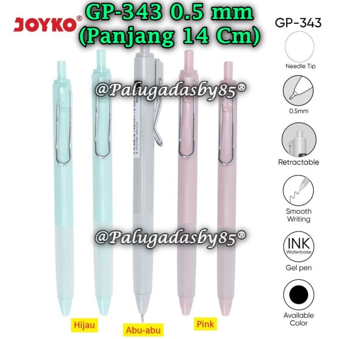 

(1 Pak/12) GROSIR Bolpen JOYKO GP-343 Pasuteru Gel 0.5 mm Gel Pen Pulpen Pena Joyko GP-343 (Pak/12)