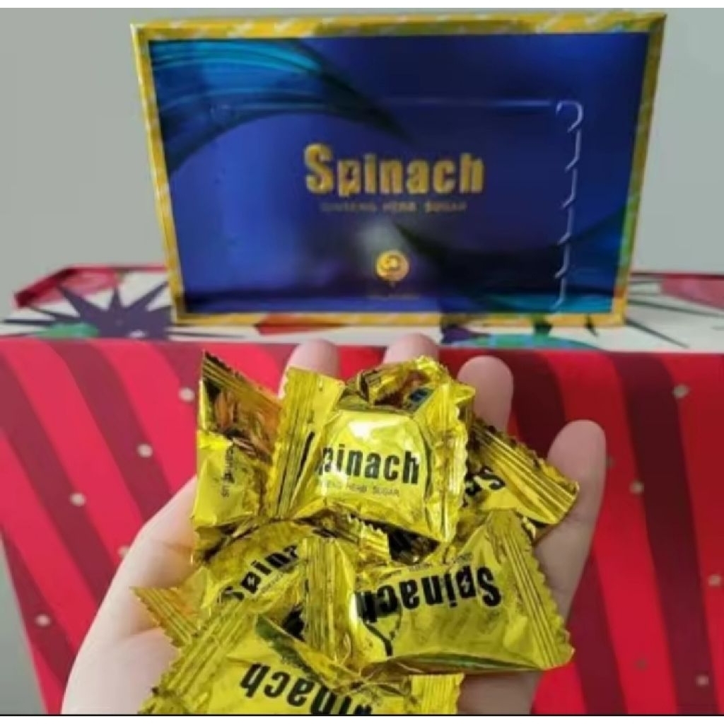 Spinach Candy Original Malaysia Permen Stamina Ginseng Herb Sugar 1 Box 30 Pcs