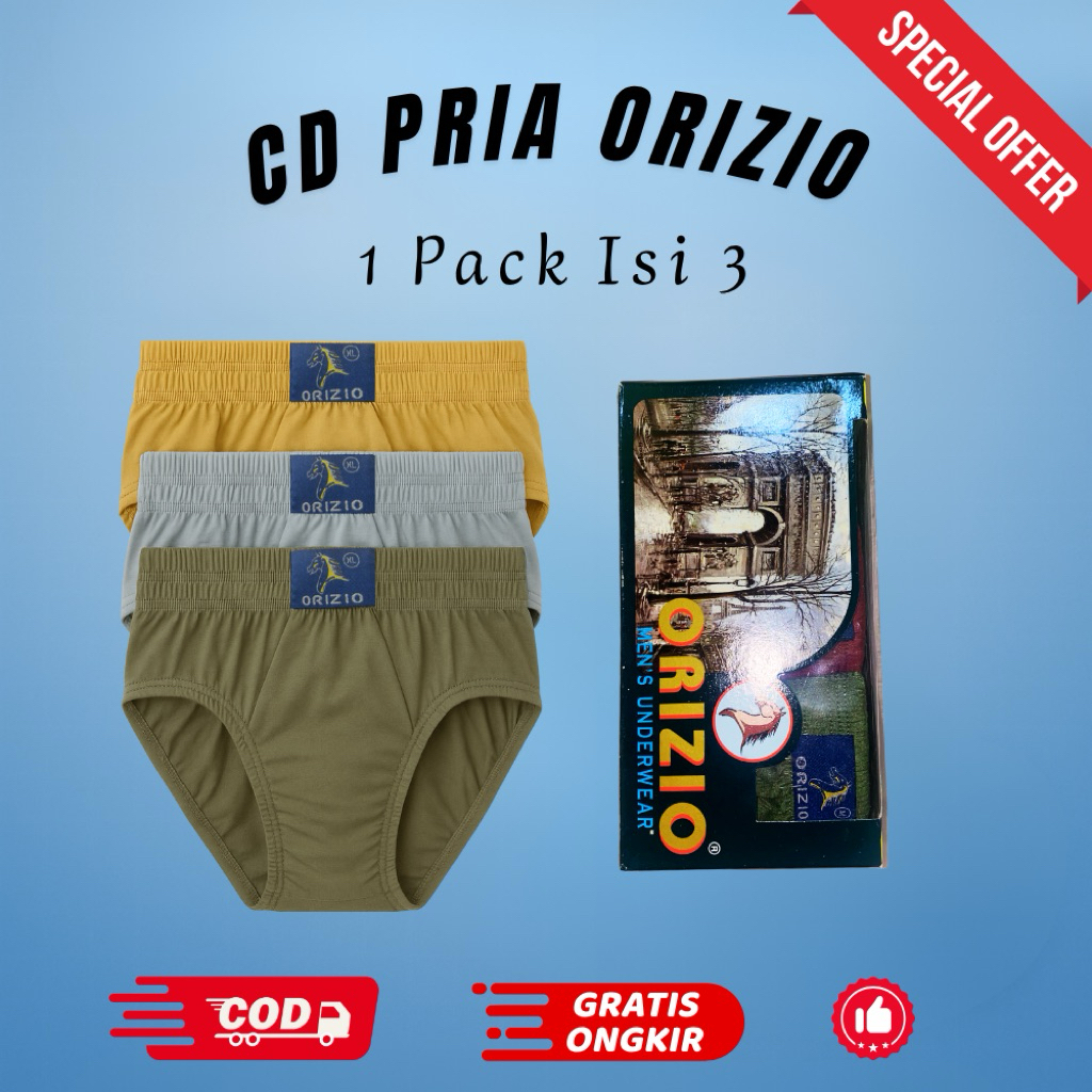 (1 PACK ISI 3) CD PRIA ORIZIO- 100% KATUN MEN’S UNDERWEAR ADEM NYAMAN DIPAKAI SEHARIAN