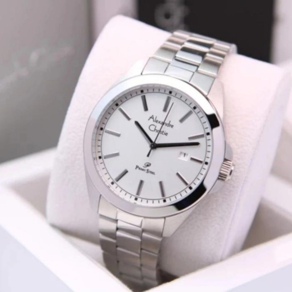 JAM TANGAN PRIA ORIGINAL ALEXANDRE CHRISTIE AC1015MD ALL SILVER STAINLESS STEEL