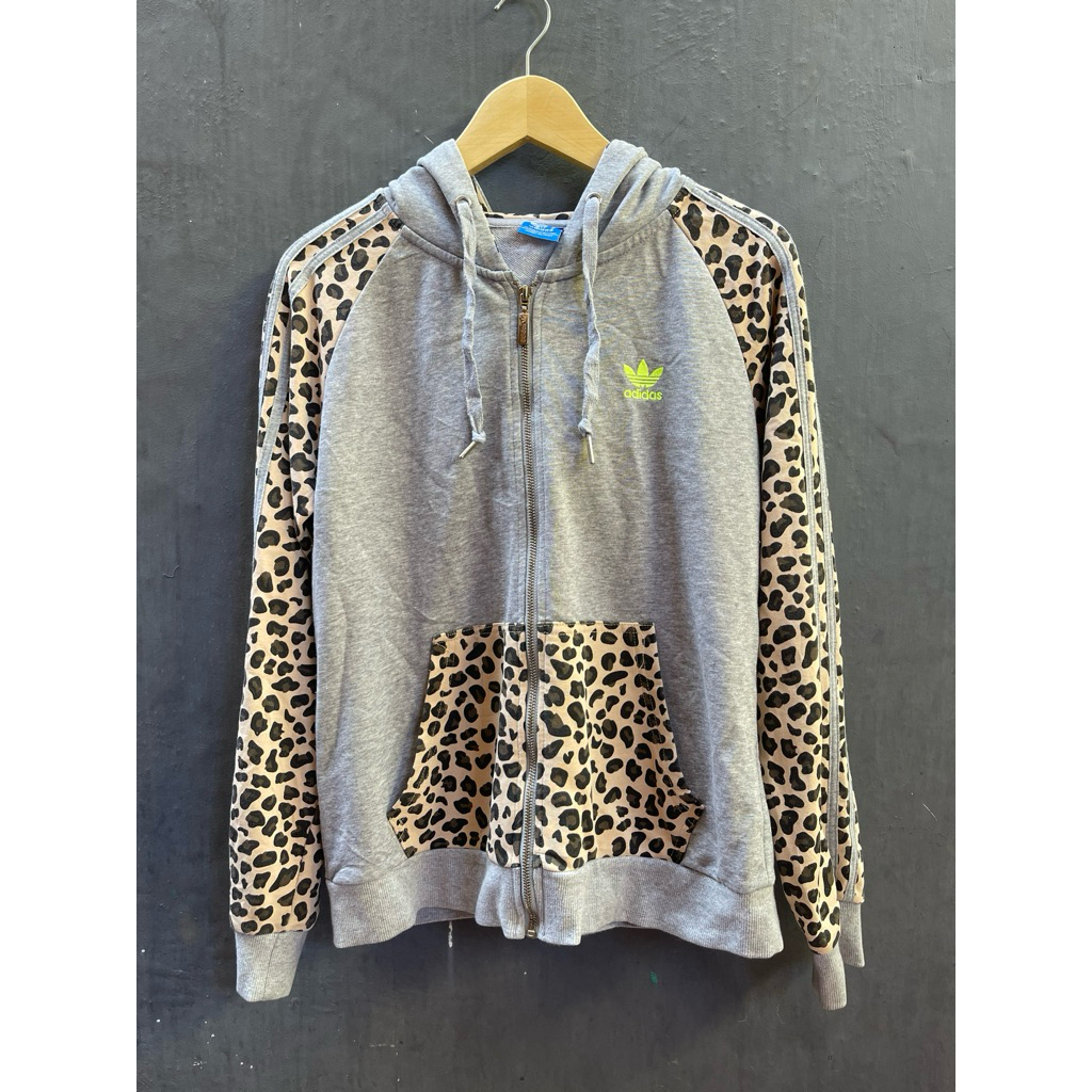 hoodie adidas second trefoil ringer leopard size m