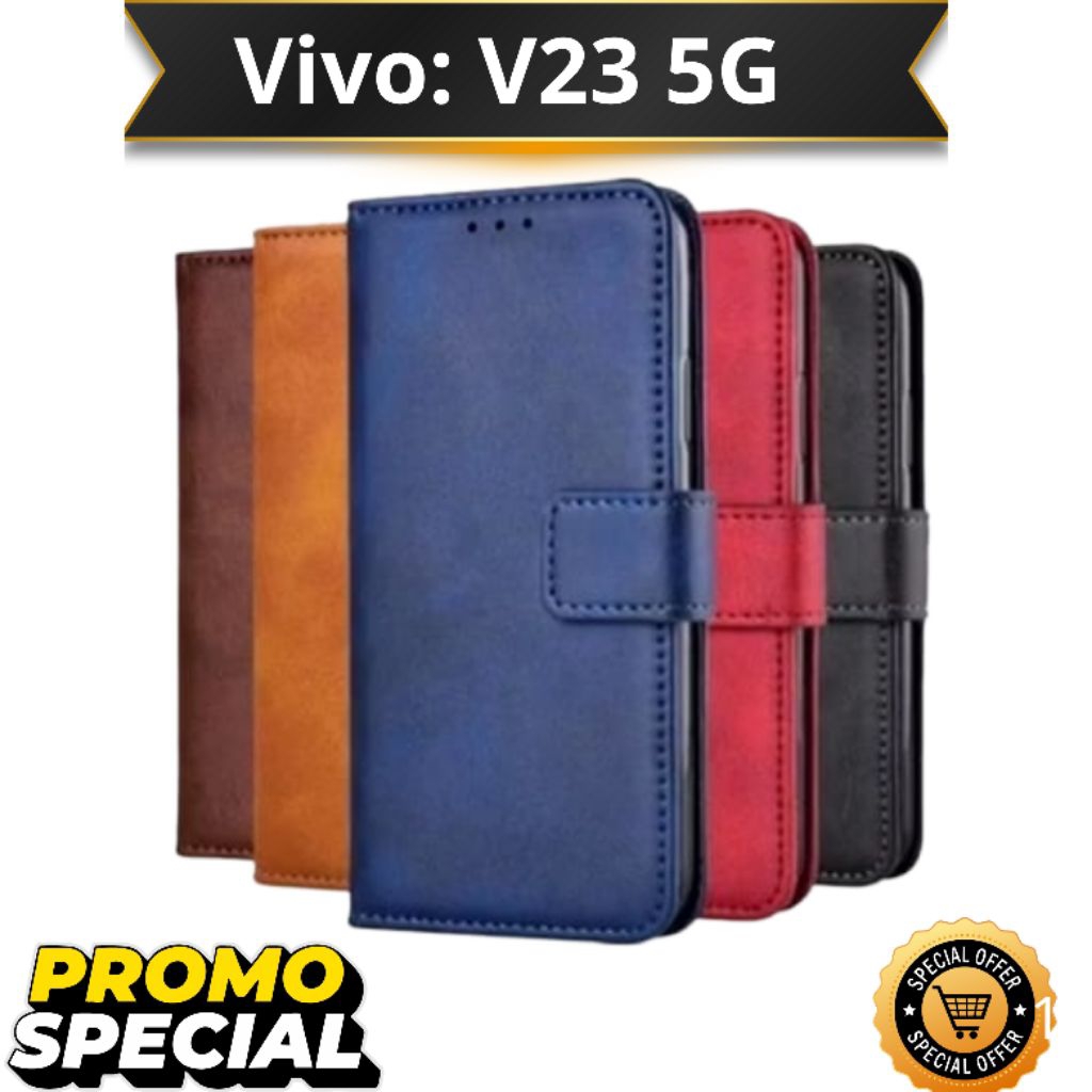 DOMPET HP PREMIUM UNTUK VIVO V23 5G LEATHER FLIP CASE PREMIUM UNTUK VIVO V23 5G