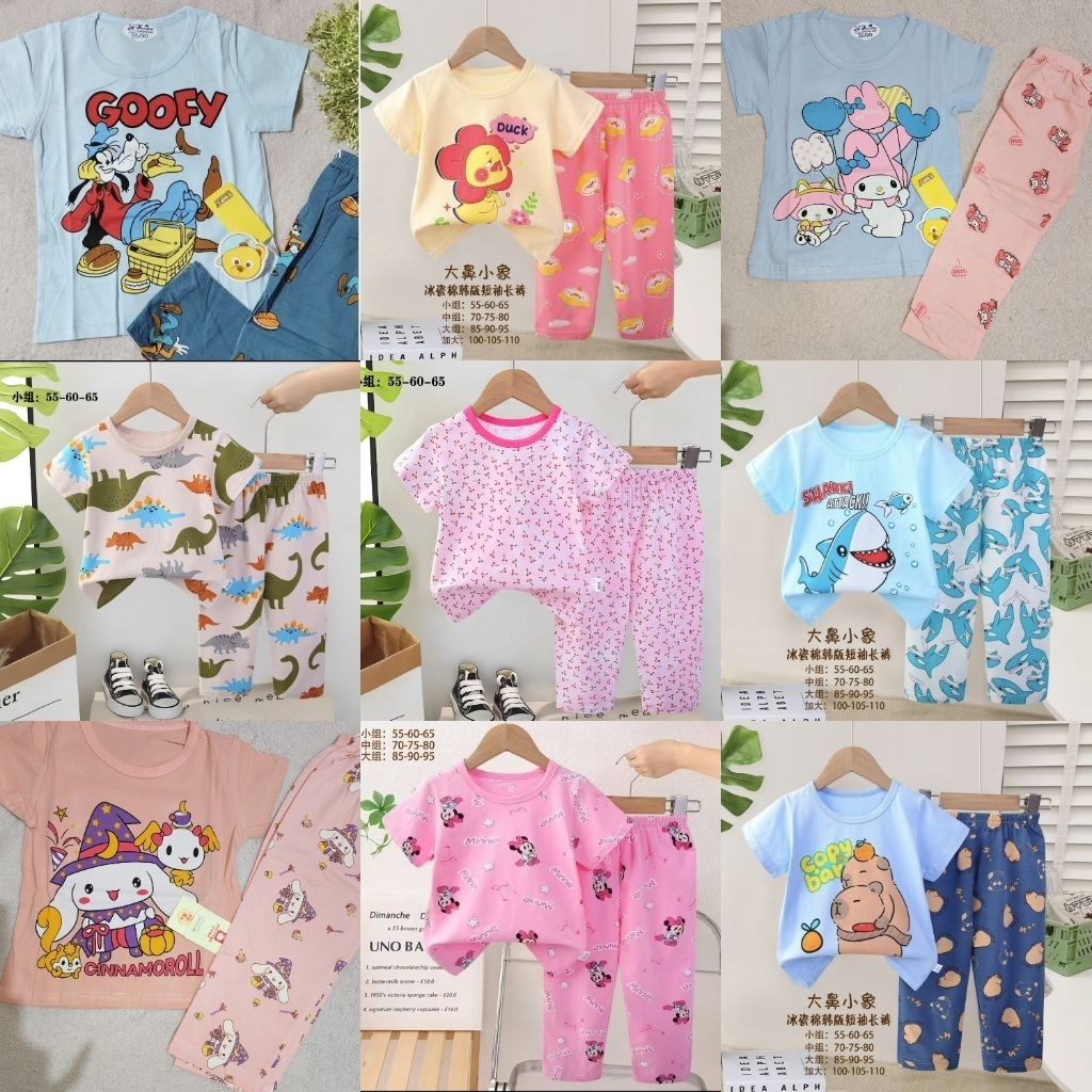 PART II CP USIA 1-3 TAHUN Baju tidur organik anak one set piyama motif karakter maruko chan spiderma