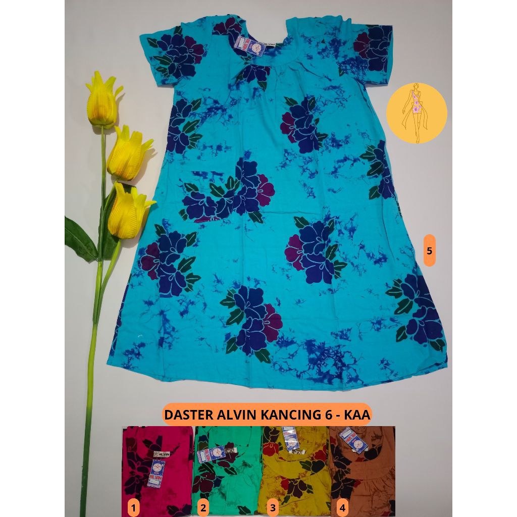 Daster Alvin Kancing 6|Daster Batik|Baju Tidur Batik Alvin|Daster Batik Alvin|Daster Kancing 6|Daste