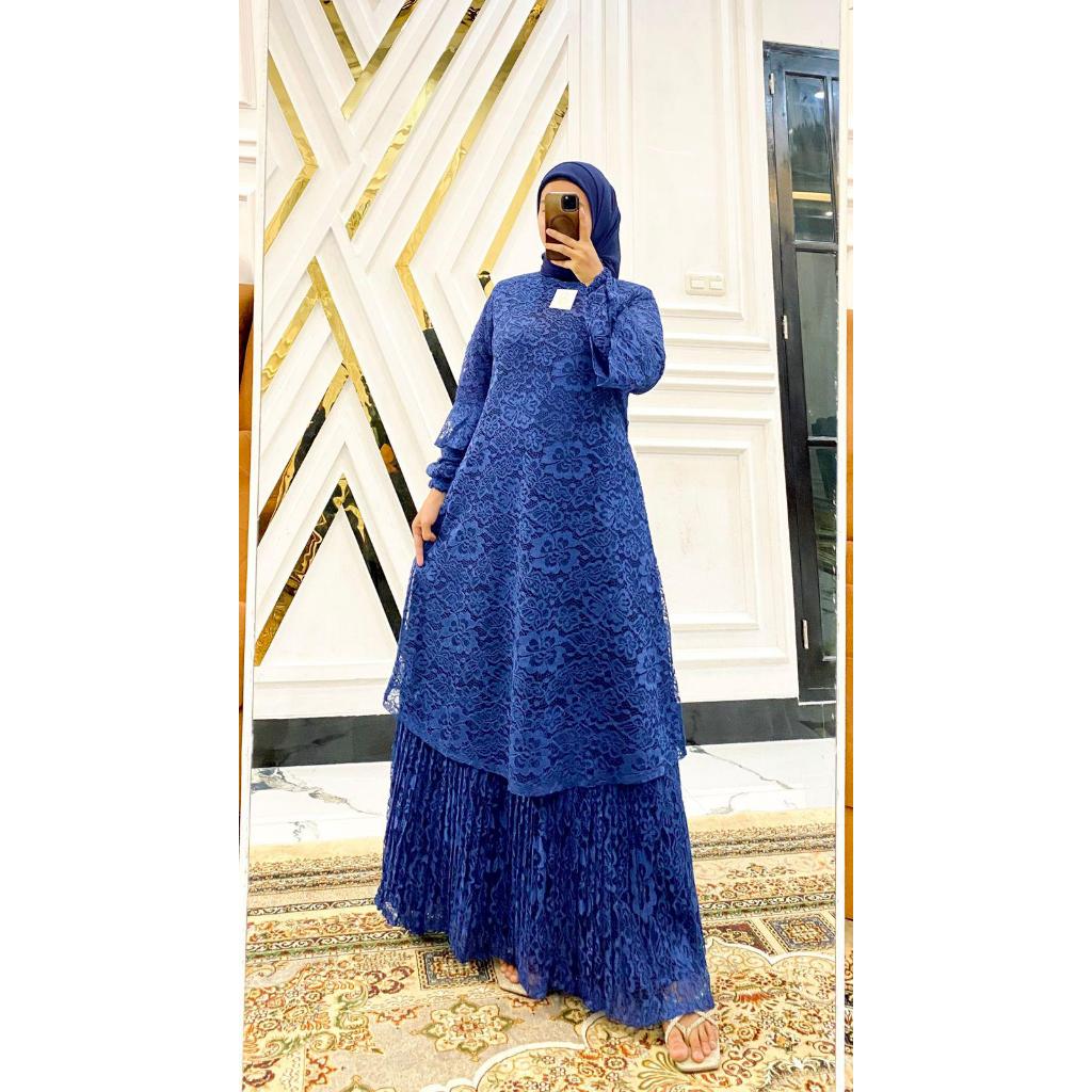 GAMIS MALAYSIA BROKAT PRISKET SERAGAMAN JUMBO STANDAR PREMIUM MODEL MELAYU DRESS PESTA PLISKET MEWAH