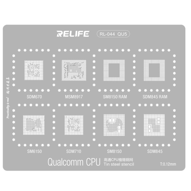 Stencil Cetakan ic Bga RELIFE RL-044 QU5 - SDM670 - MSM8917 - SM8150 RAM - SDM845 RAM - SM6150 - SDM