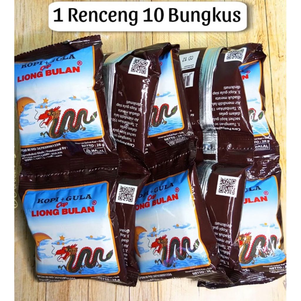 

Kopi liong bulan plus gula 1 renceng isi 10 pcs