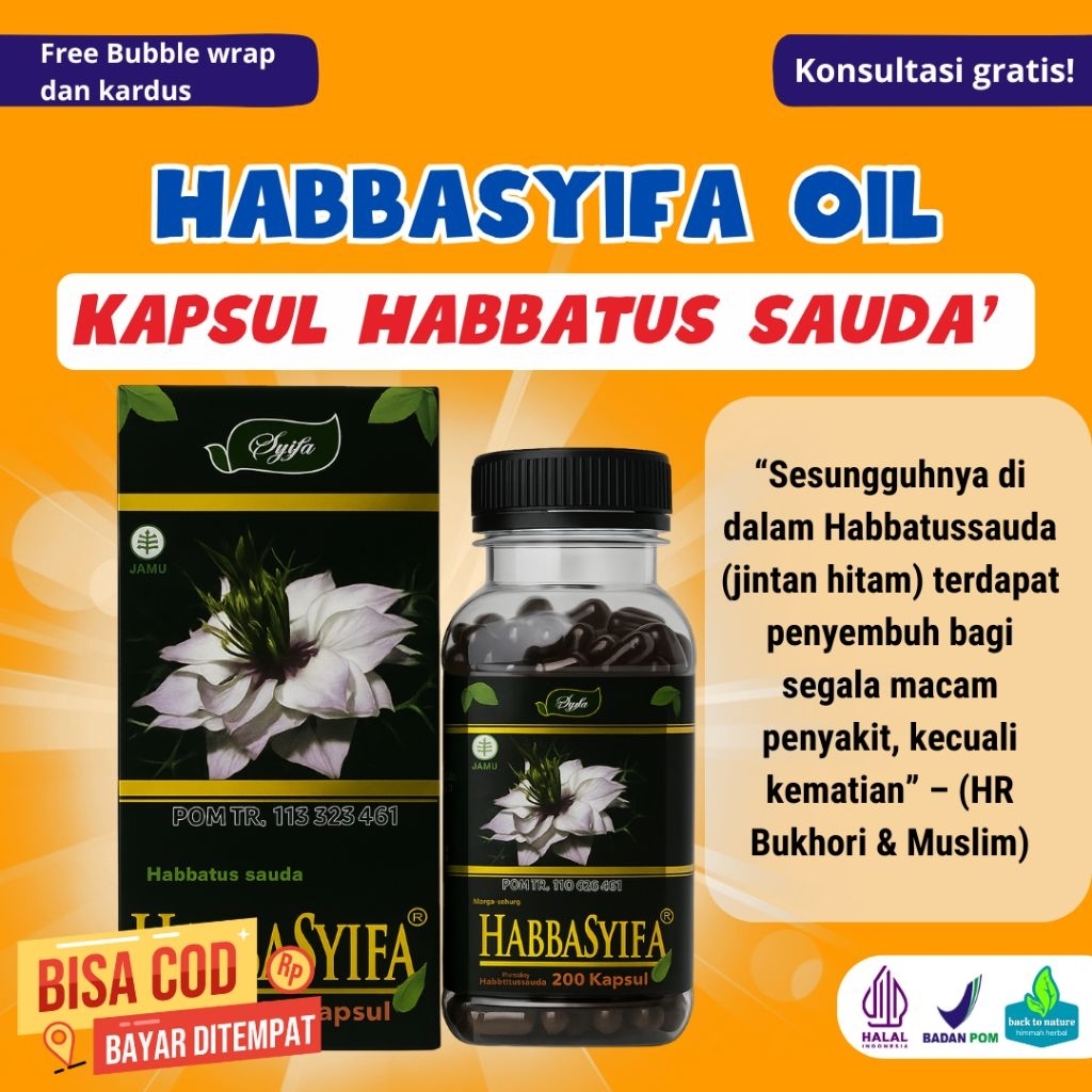 

HABBASYIFA Kapsul Minyak Habbatussauda | Habbatussauda Oil Murni | Jintan Hitam Alami | BPOM Halal