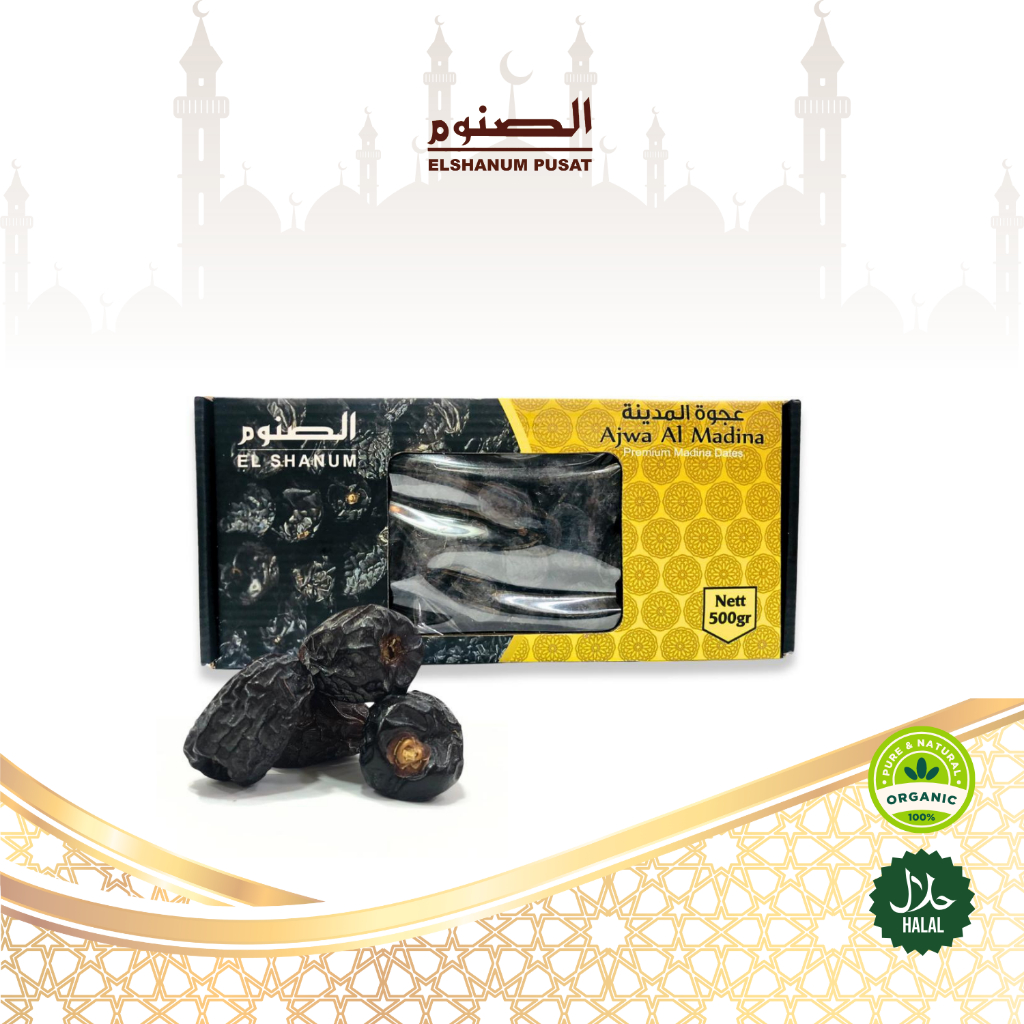 

Kurma Ajwa Premium Elshanum Original al-madinah 1kg / Kurma Nabi / Kurma Ajwa Elshanum