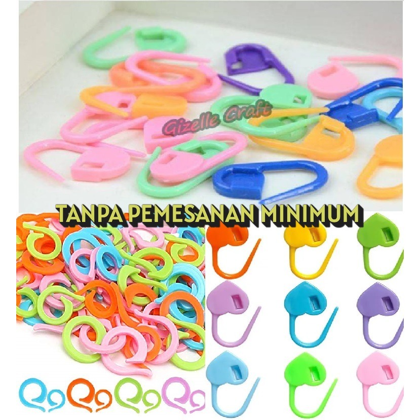 [TANPA MINIMUM][SATUAN] Stitch Marker Locking Split Ring Heart Plastik Penanda Rajut