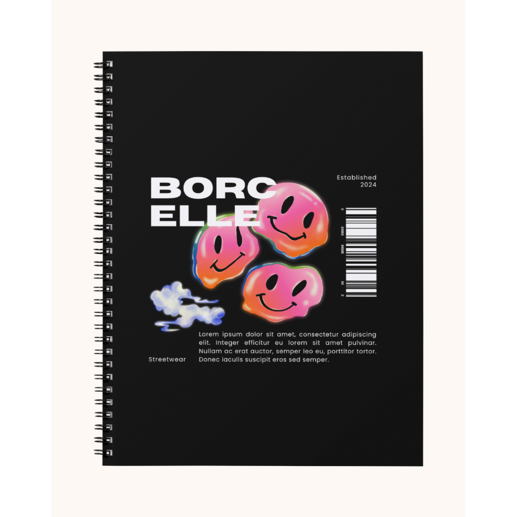 

Notebook Reflektif A5 Spiral – 50 Halaman Hitam Putih | HVS 80gsm & 100gsm – BORCELLE: Between Words and Wounds