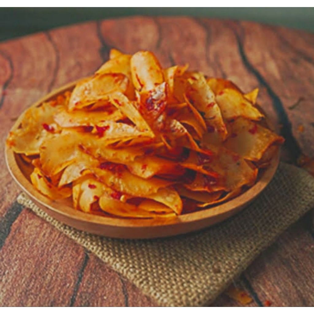 

kripik tela pedas manis