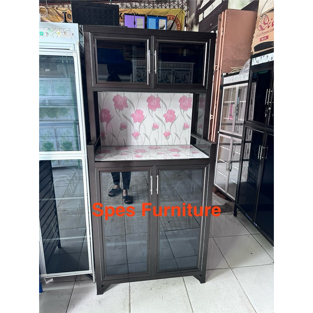 Rak Piring Aluminium Tegel 2 pintu tebal