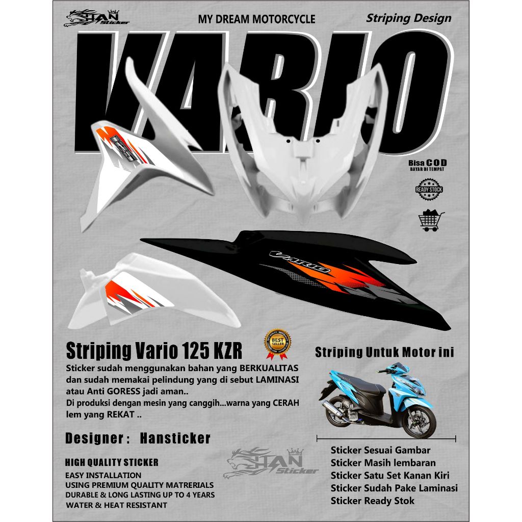 Striping Variasi Vario KZR Simple Lis Corak Motor Vario Old KZR 125