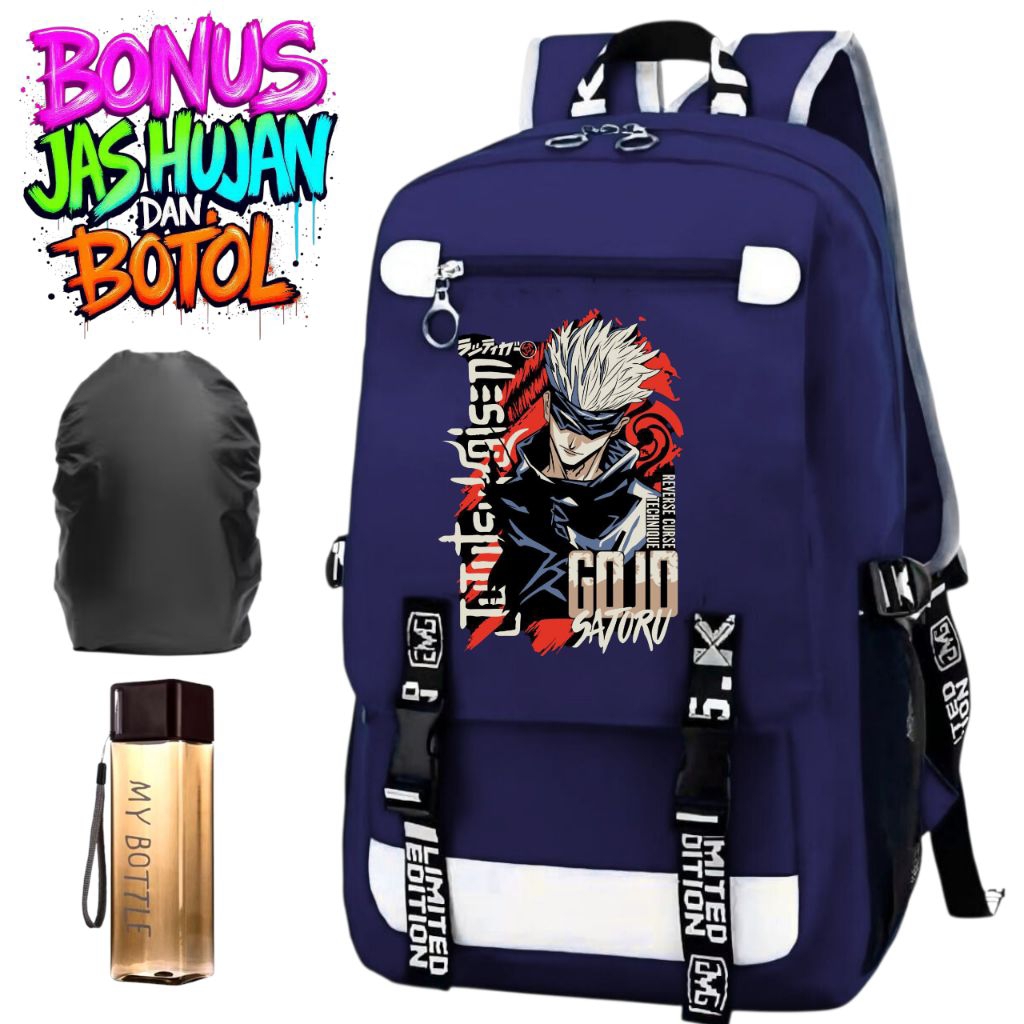 Tas Ransel Anak Sekolah laki-laki SD SMP Motif Anime GOJO SATORU Tas Anak Sekolah SD SMP Terbaru