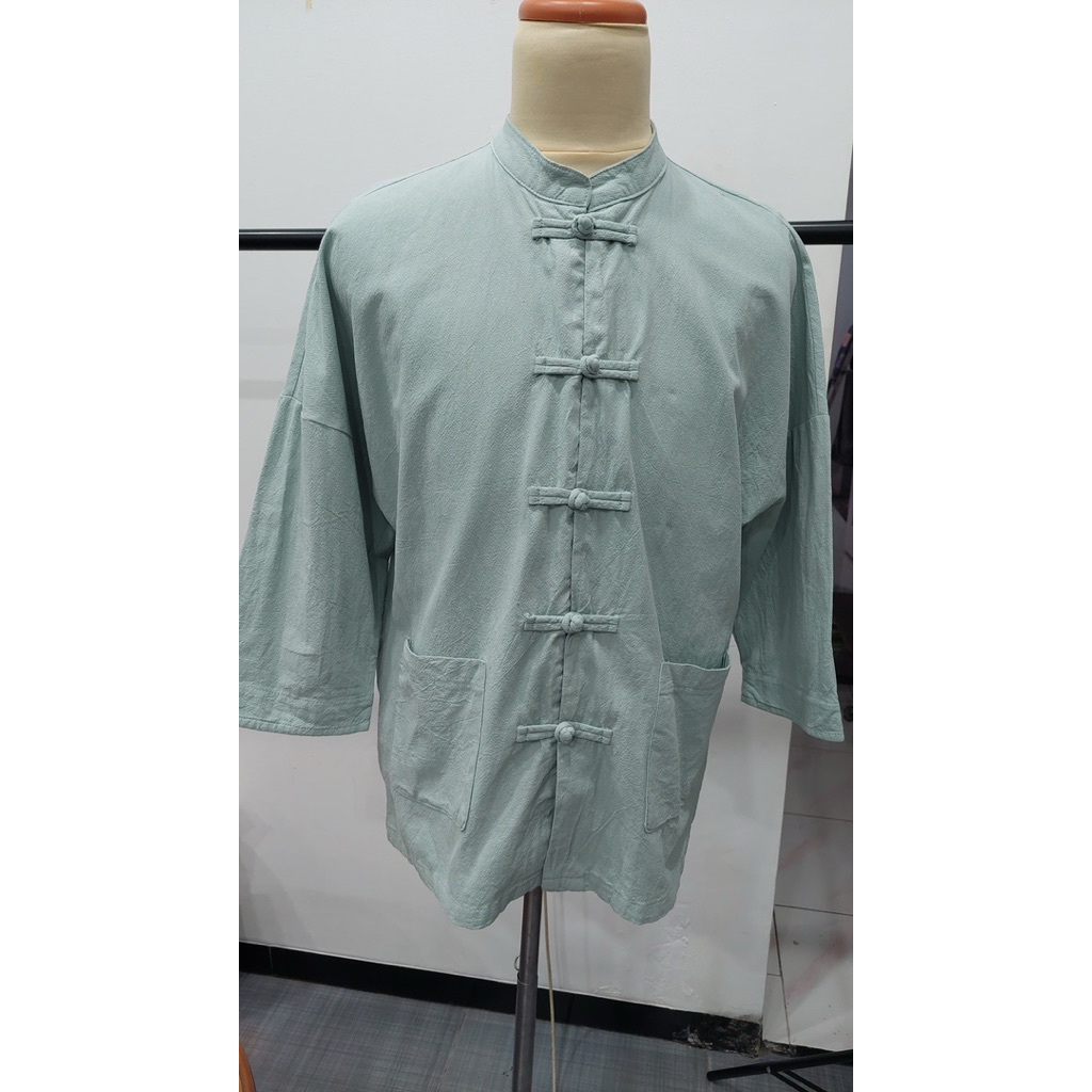 Cheongsam pria cheongsam cowok hijau sage