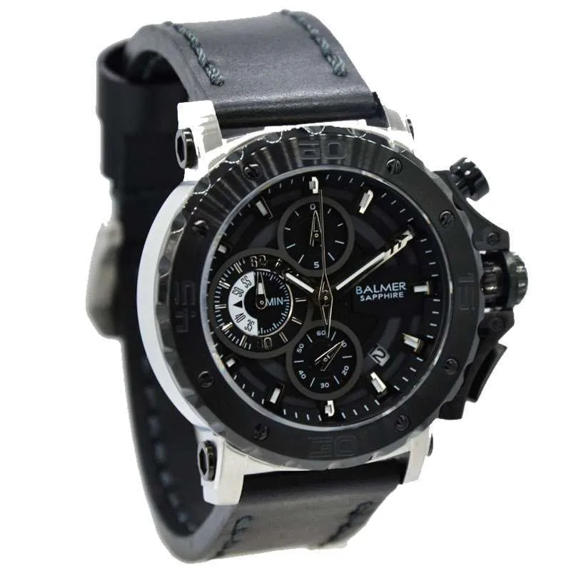 BALMER Chronograph B7975 MCLBTT Man Black Leather Strap