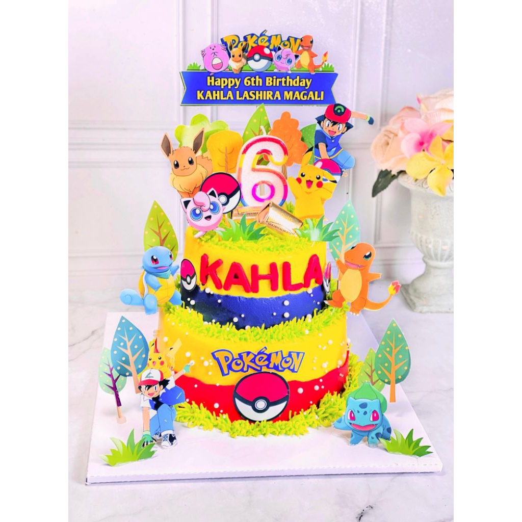 

kue ulang tahun/birthday pokemon topper cake