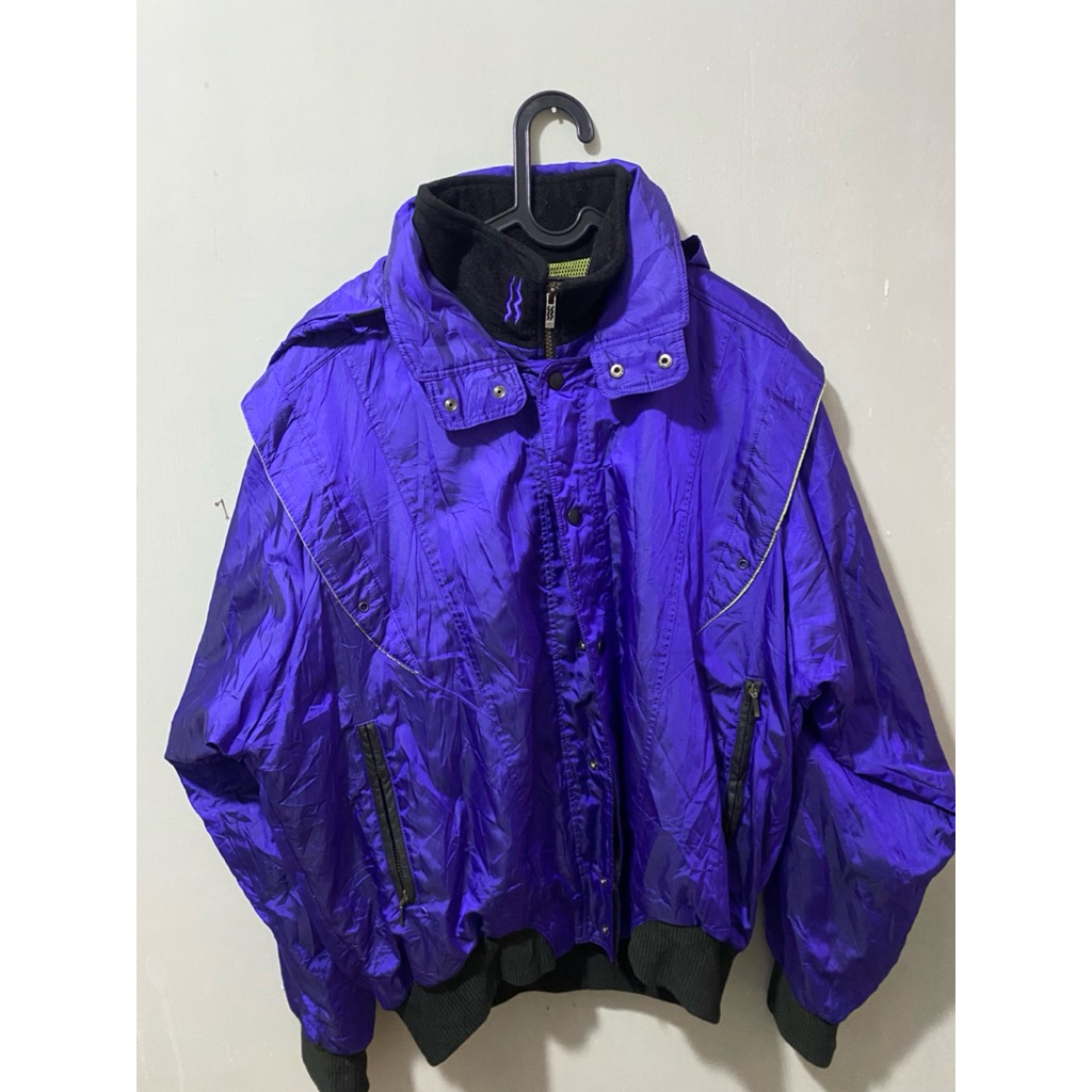 Jaket Windbreaker Retro 90s Ungu | SUPER STAR Exercise Unit | Oversize XO Vintage Racing