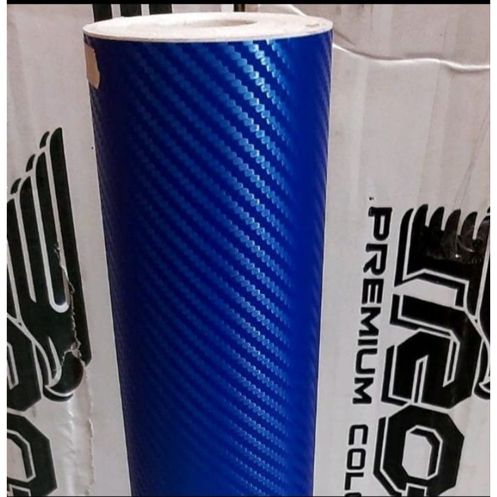 Skotlet stiker motor motif carbon 3D Biru frofix