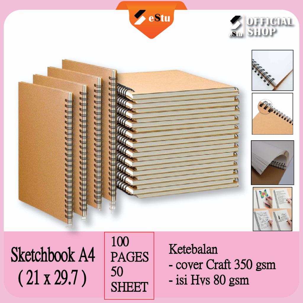 

Estu Buku Sketsa Sketchbook Wired A4 Craft Cover Jilid Spiral Cover Craft / Sketchbook A4