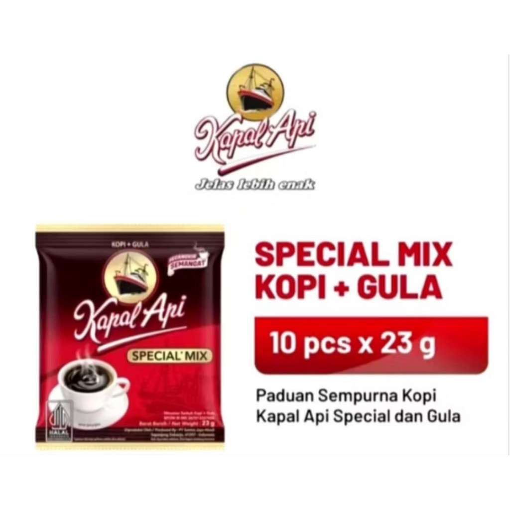 

Kapal api special mix 23gr X 11 sachet/beli 10sachet GRATIS 1sachet