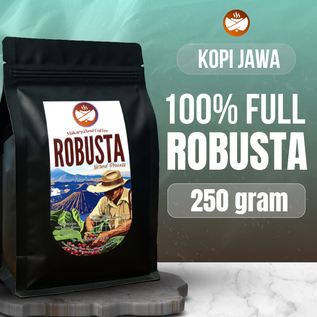 

Kopi Robusta Jawa Asli 100% - Bubuk | 250 Gram | Makaryanest Coffe