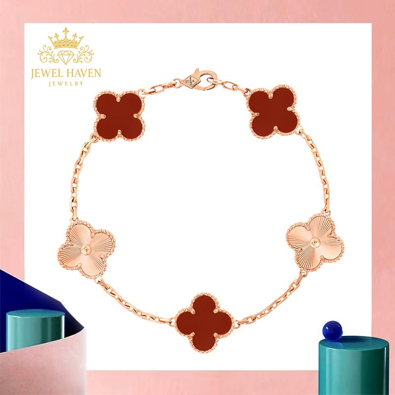 Gelang Wanita Emas 17K Gelang Semanggi Empat Daun Bunga Berukir Emas Bracelet 2025 / Gelang Emas