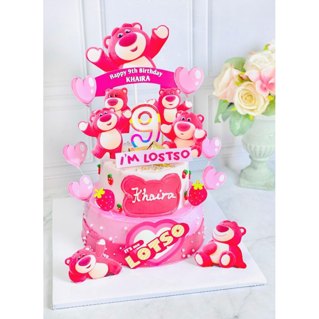 

kue ulang tahun birthday Lotso topper cake