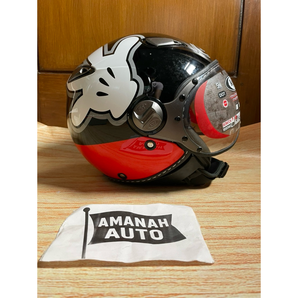 original helm kyt elsico mickey hand black red clear size M E11