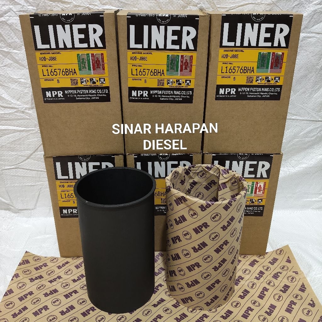 LINER BORING ASLI NPR HINO LOHAN JO8E BIBIR TIPIS 3MM TIPE B NPR JEPANG L16576BHA