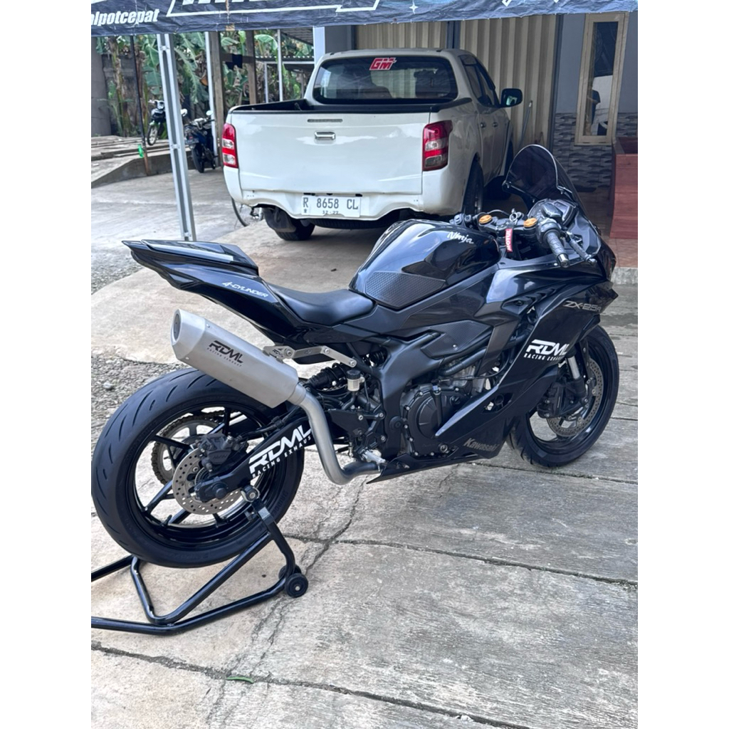 (HEADER 3in1 ) KNALPOT ZX25 ZX25R ZX25RR RDML TYPE JAPANESE LONG SUNBLAST SILVER HARDCROOM HEADER 3i