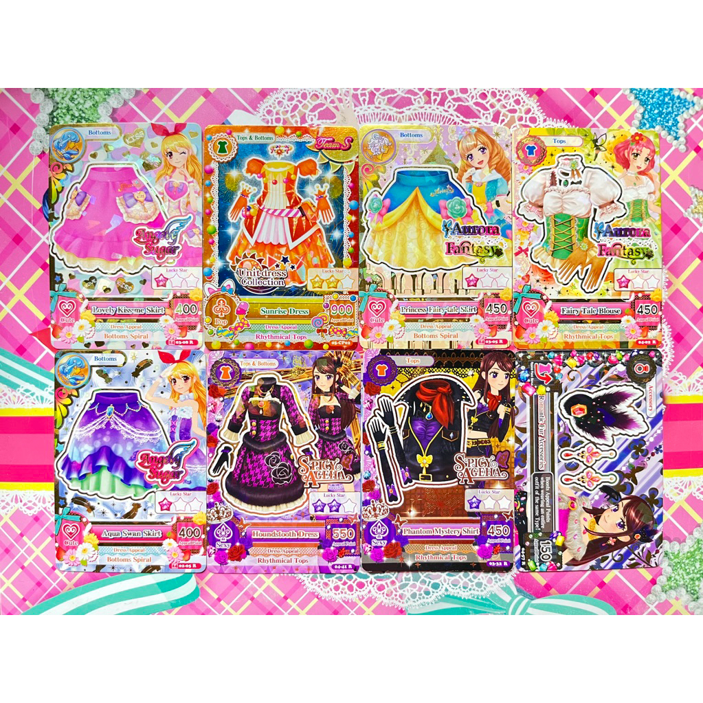 Kartu Aikatsu Rare Satuan Lovely Kiss Me Sunrise Soleil Princess Fairy Tale Aqua Swan Houndstooth Ph