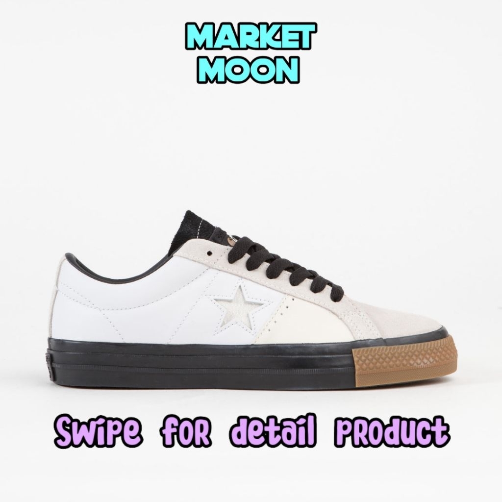 CONVERSE ONE STAR PRO OX × CARHARTT WIP - WHITE/BLACK/GUM HONEY SNEAKERS ORIGINAL RESMI