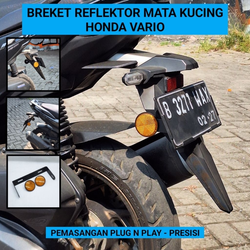 Bracket Breket Plat Nomer Vario 125 150 Vario 160 Set Mata Kucing | Breket Mata Kucing Vario | Lampu