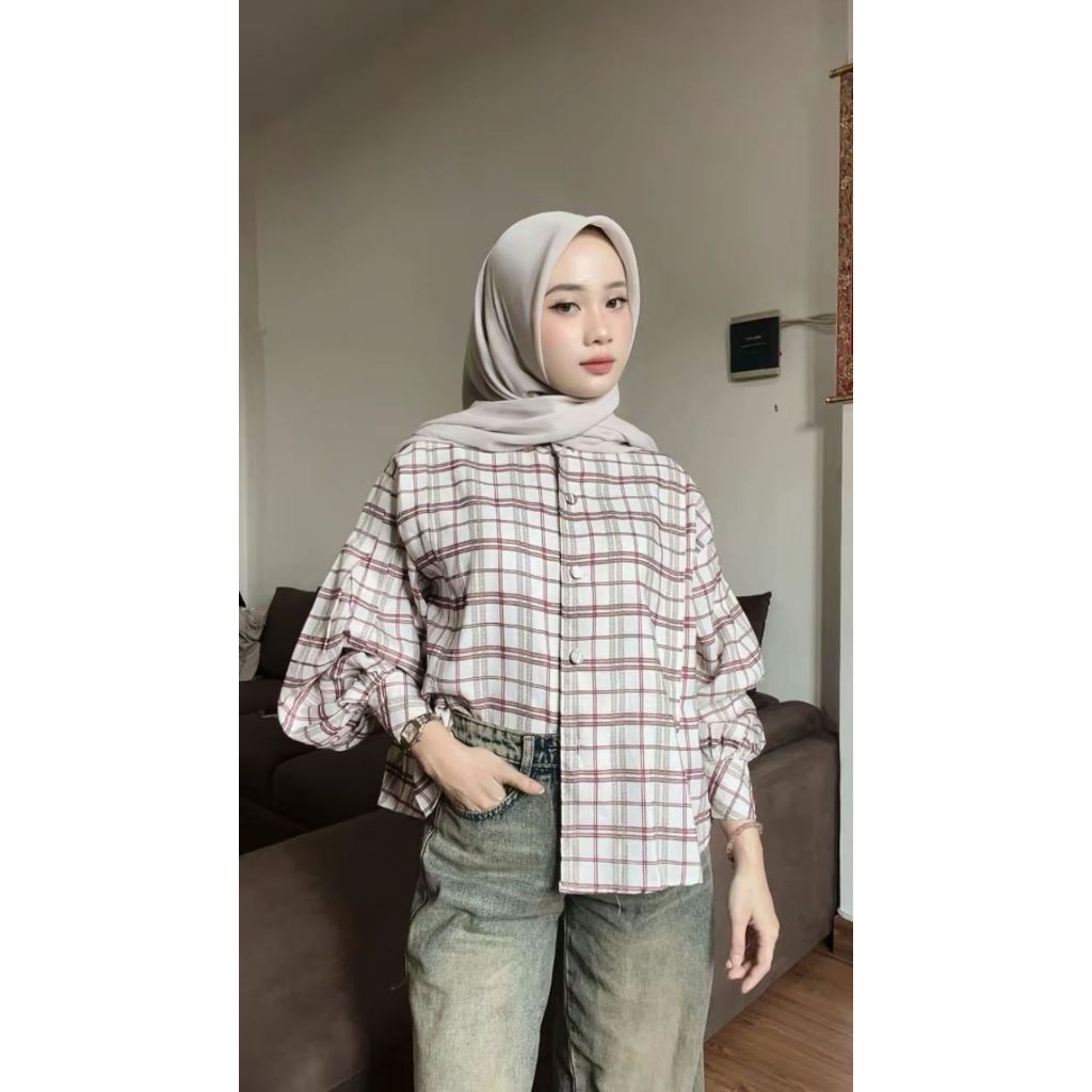 KEMEJA WANITA OUTER  KANCING BLOUSE WANITA ATASAN LINEN VEST