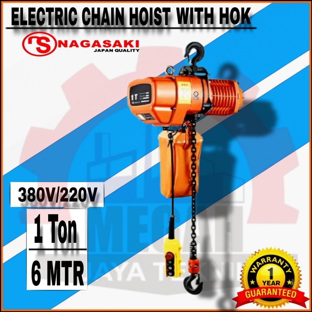 ELECTRIC CHAIN HOIST 1 TON 6 MTR NAGASAKI JAPAN