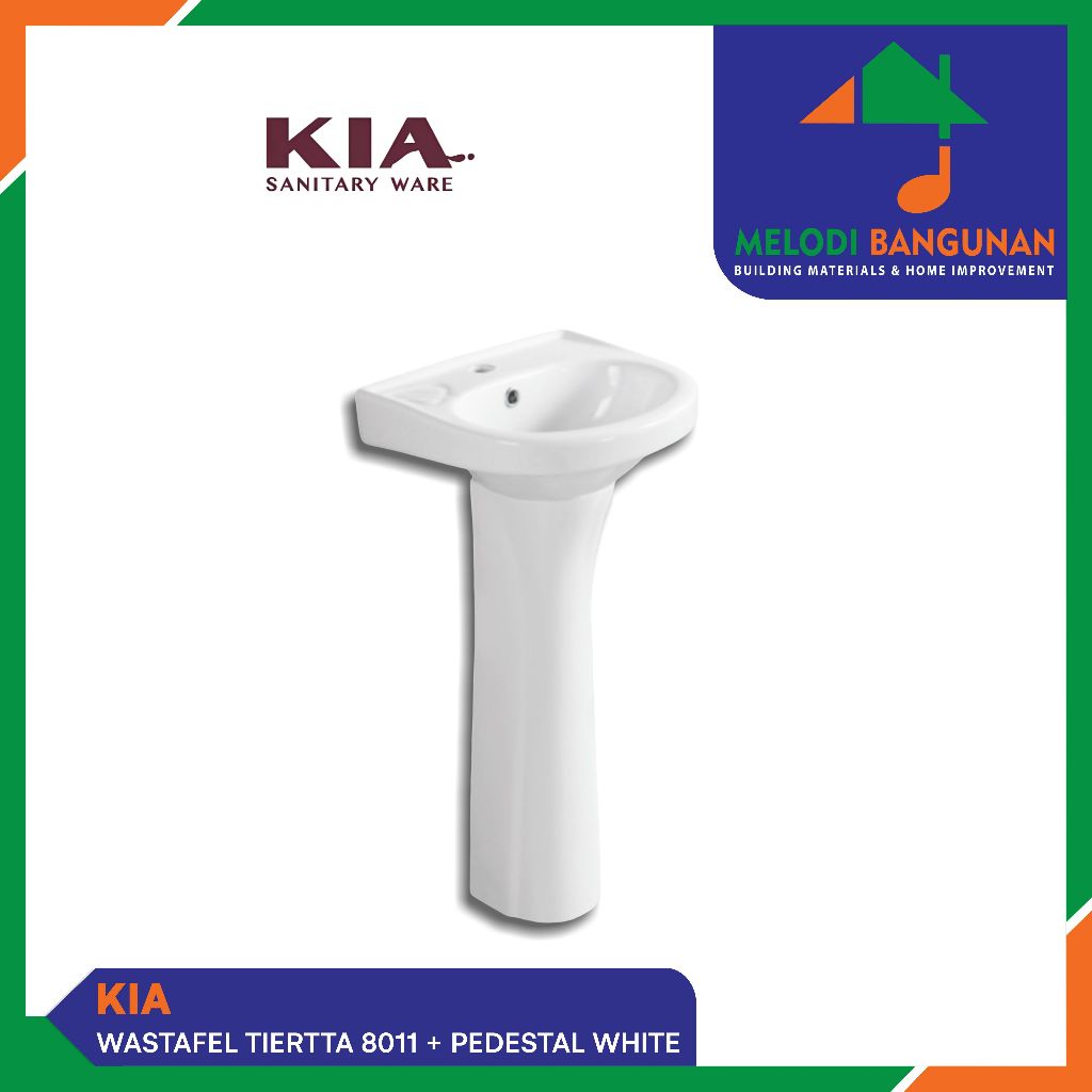 Kia - Washtafel + Wastafel + Westafel Basin Bak Cuci Tangan Tiertta 8011 Pedestal White