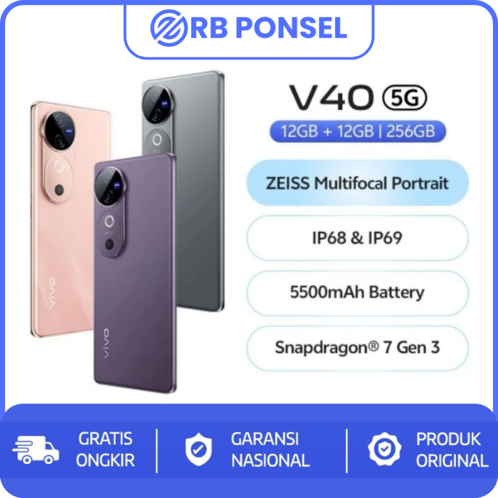 Vivo V40 5G NFC 12/256GB - Garansi Resmi Vivo Indonesia