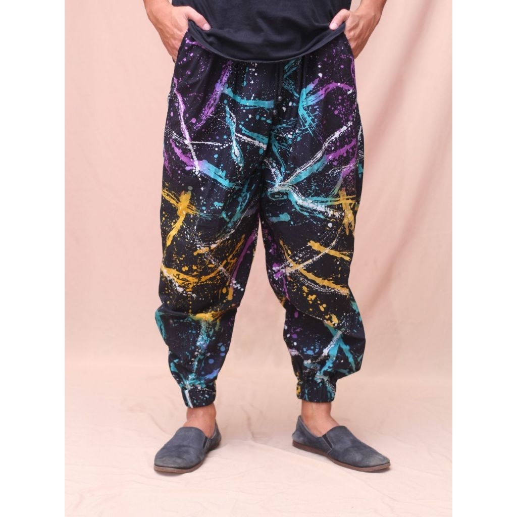 Celana Joger Batik Abstrak Original Handmade (bukan printing) motif Ciprat Sore
