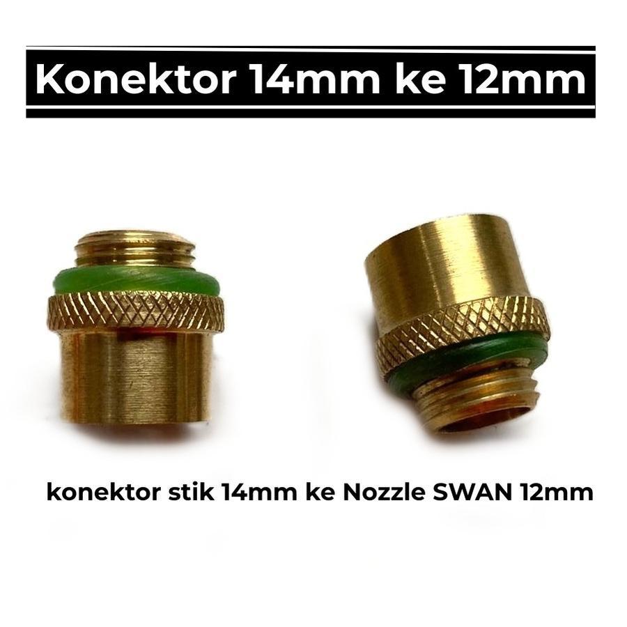 Konektor Drat dalam 14mm ke 12mm drat luar sambungan stik sprayer ke Nozzle SWAN