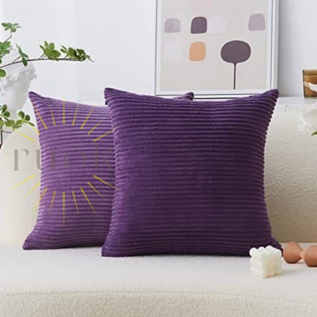 ruok.id - SARUNG BANTAL SOFA CANTIK BAHAN CORDUROY UNGU TERMURAH DI SHOPEE (UKURAN 30x30 35x35 40x40