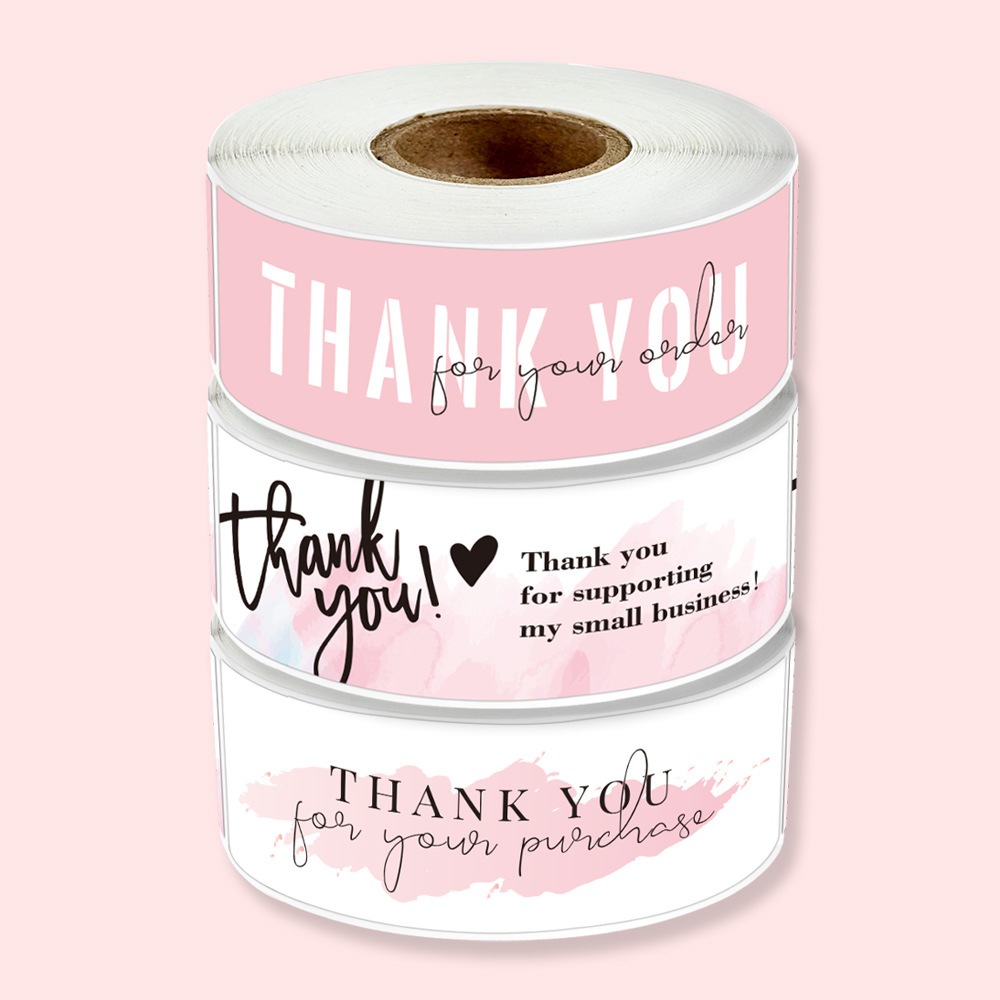 

120pcs Stiker Sticker Roll Label Thank You Uk 7,5cm x 2,5cm Hampers Kado Gift