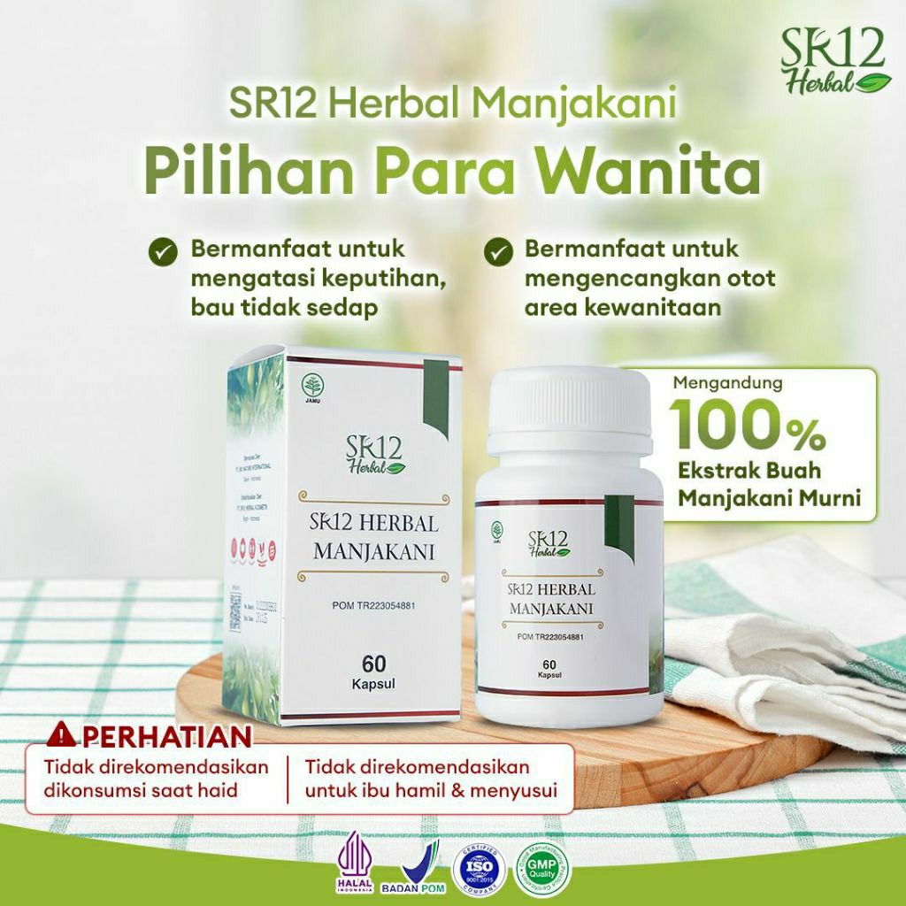 Manjakani Herbal SR12 (Butir & Kapsul) 100% Extrak Buah Manjakani Untuk Promil Keputihan